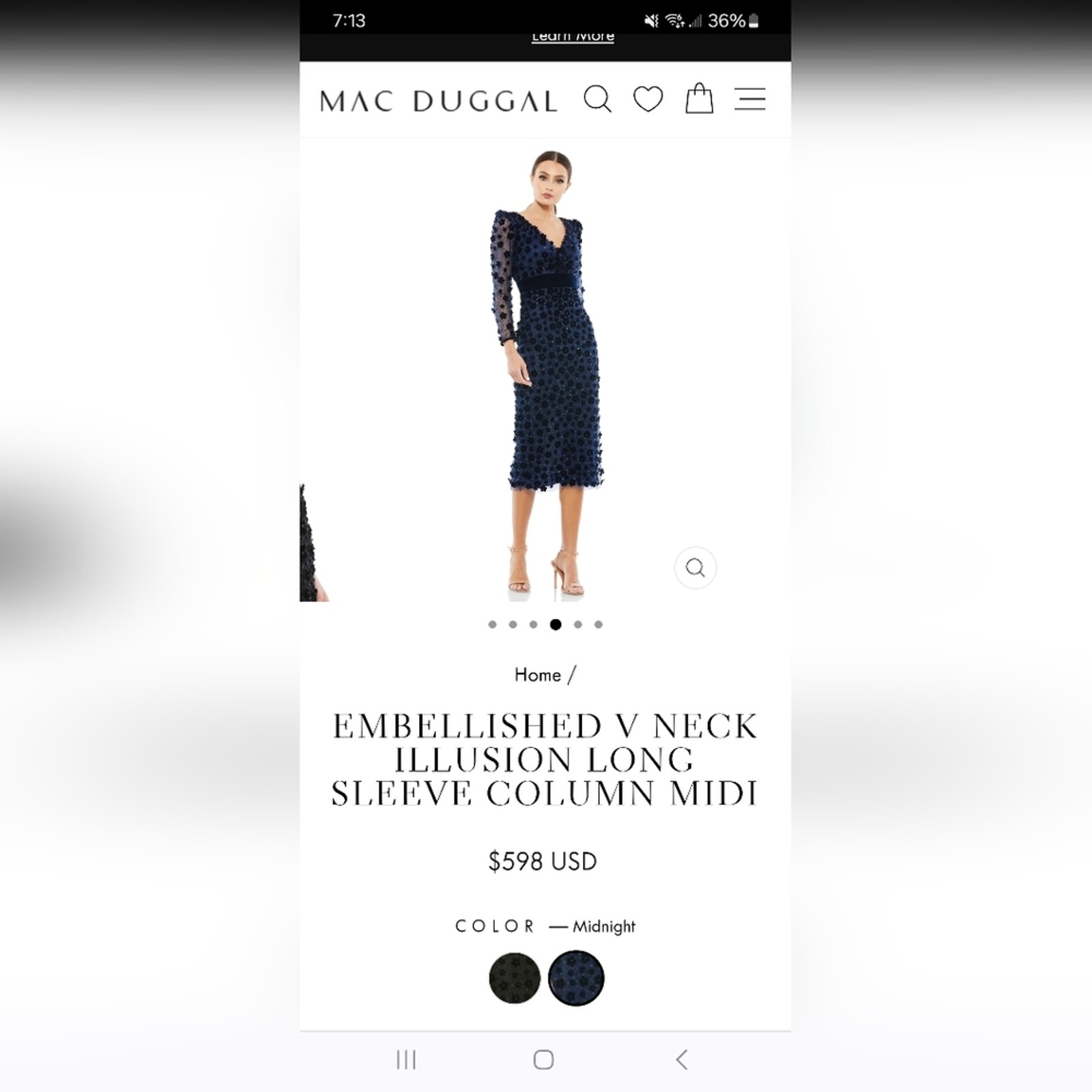 Nwt: Mac Duggalembellished Mesh Overlay Dress In Midnight Color, Size 16